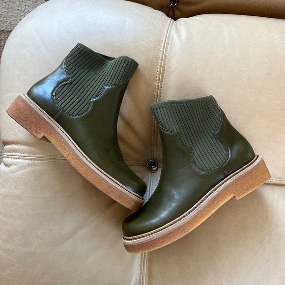 Kelsi Dagger Shoes - Kelsi Dagger Green Chelsea Boots